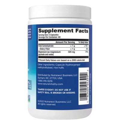 Минералы Natural Vitality Глицинат Магния, 325 мг, CALM, Magnesium Glycinate, 120 капсул (PTG-04399) Винница - изображение 2