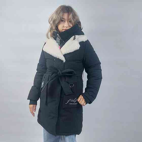 Детская черная зимняя куртка пальто на девочку 116 Николаев