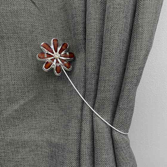 Магніти для штор та гардин "Квітка" набір 2 шт Бурштиновий (81-248) Київ