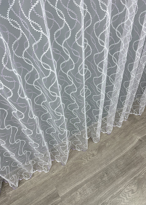Тюль фатин с вышивкой Цвет белый с сиреневым 1834т Киев - изображение 7