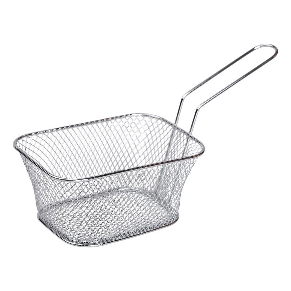 Корзина сервировочная для картофеля фри и снеков 14×10×6 см Серебристая HP-19-8 Киев - изображение 3