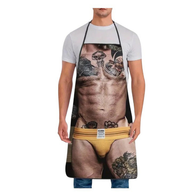 Фартух чоловічий прикольний Торс з тату в трусах 74 на 54 см різнобарвний Київ - фото 2