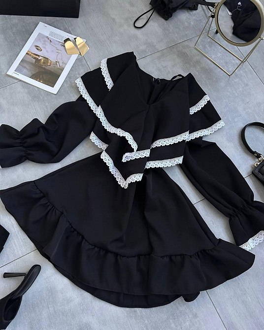 Женское романтичное платье с длинным рукавом костюмка + кружево Одесса - изображение 3