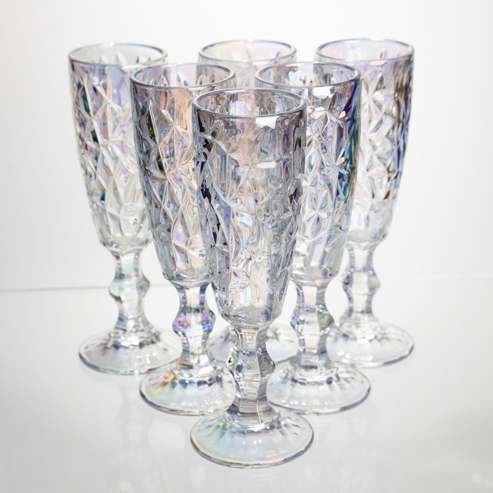 Набір келихів для шампанського 6 штук 160 мл подарункові келихи для шампанського на ніжці фужери для ігристих вин HP-19-172 Коломия - фото 1