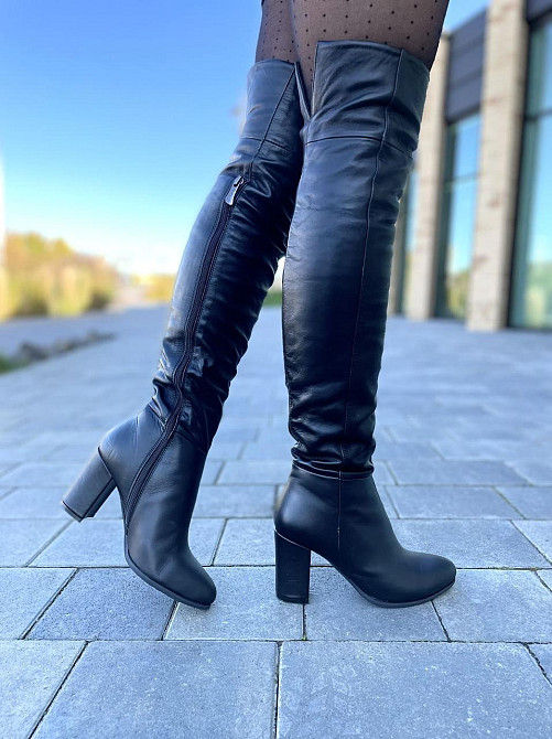 Nivelle Стильні ботфорти жіночі зимові з натуральної шкіри на підборах, чорні 5310 (8052-8033) Коломия - фото 3