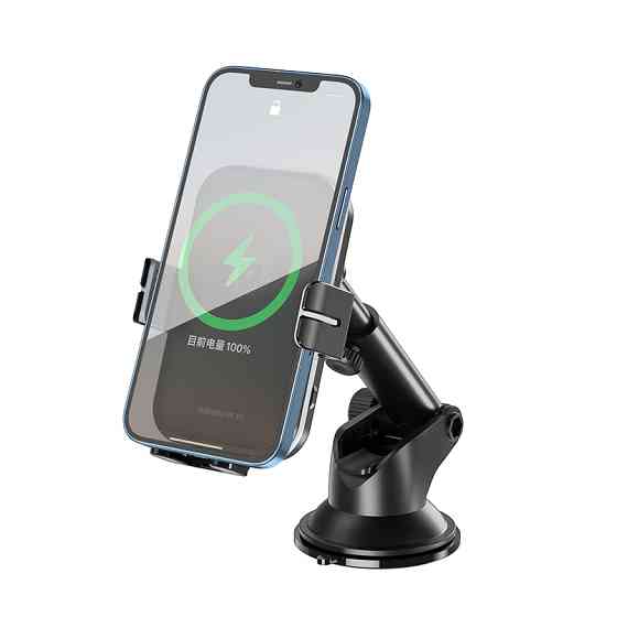 Тримач телефону автомобільний XO з бездротовою зарядкою WX027 15W Wireless Charger+Car Holder чорний Львів