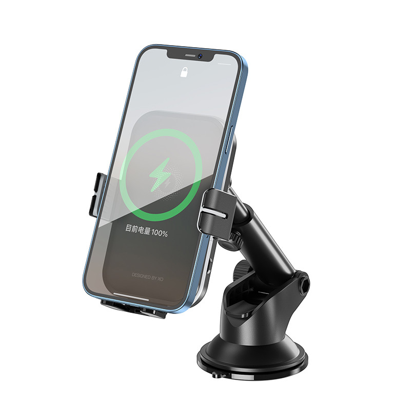 Тримач телефону автомобільний XO з бездротовою зарядкою WX027 15W Wireless Charger+Car Holder чорний Львів - фото 3
