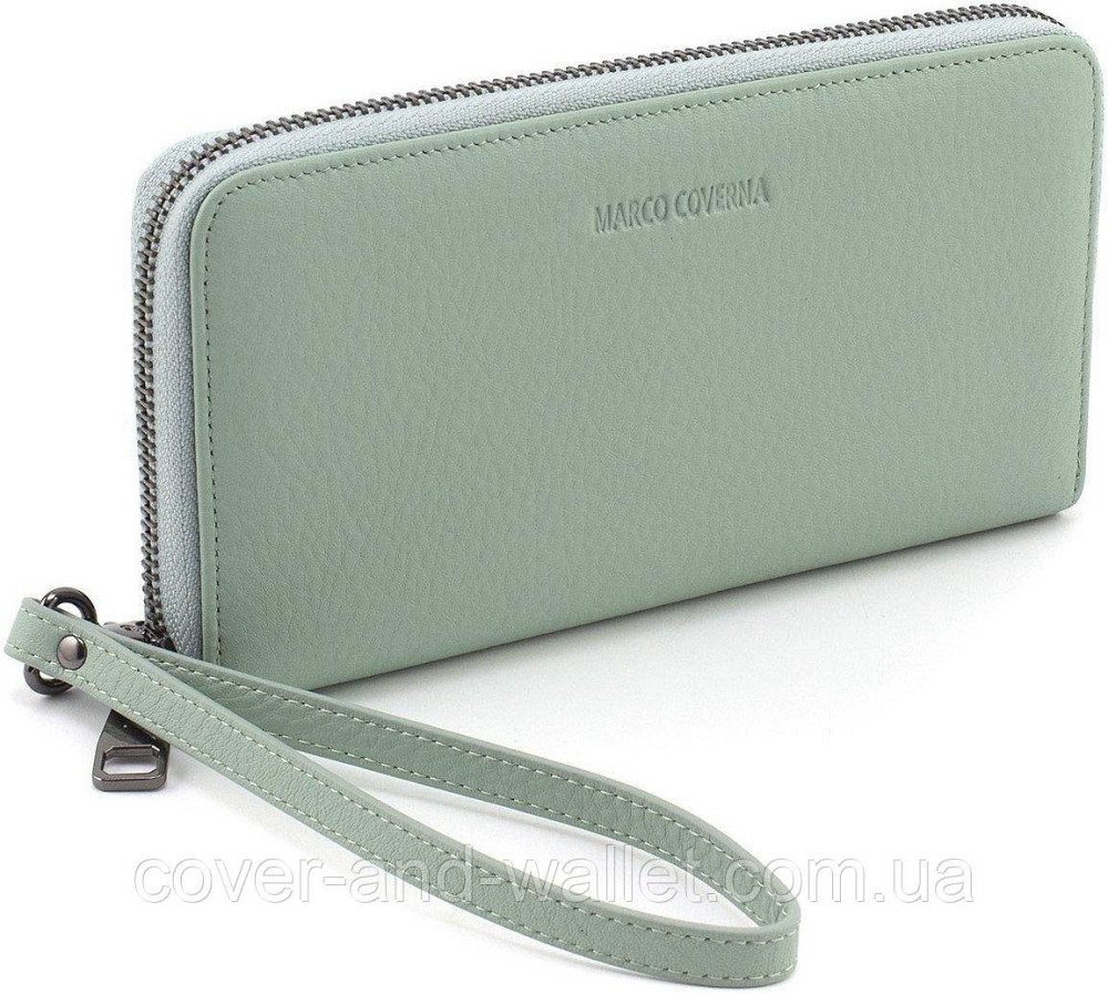 Большой женский кожаный кошелек на молнии мятного цвета  Marco Coverna W 004 Киев - изображение 1