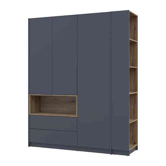 Шкаф для одежды с нишей и этажеркой Doros Дейл Графит/Дуб Эвок 3 ДСП 178х52х220 DRS-011725 (44900337) Львов