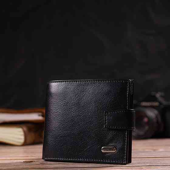 Зручний чоловічий гаманець з натуральної гладкої шкіри CANPELLINI 21877 Чорний Київ
