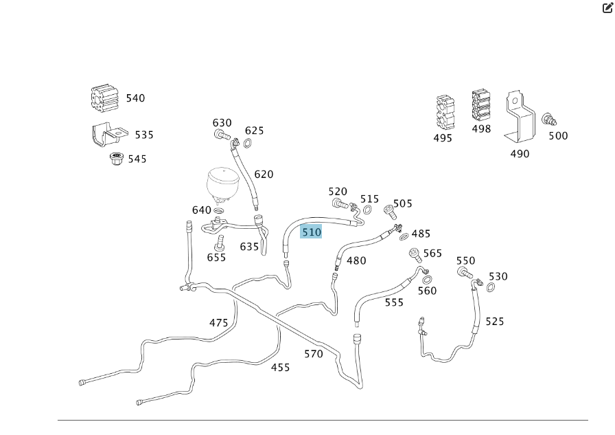 Mercedes-Benz  A2219972482 Шланг гідропідвіски від блоку клапанів заднього моста (обратка) CL C216 S-class short W221 S-class long V221 Одеса - фото 2