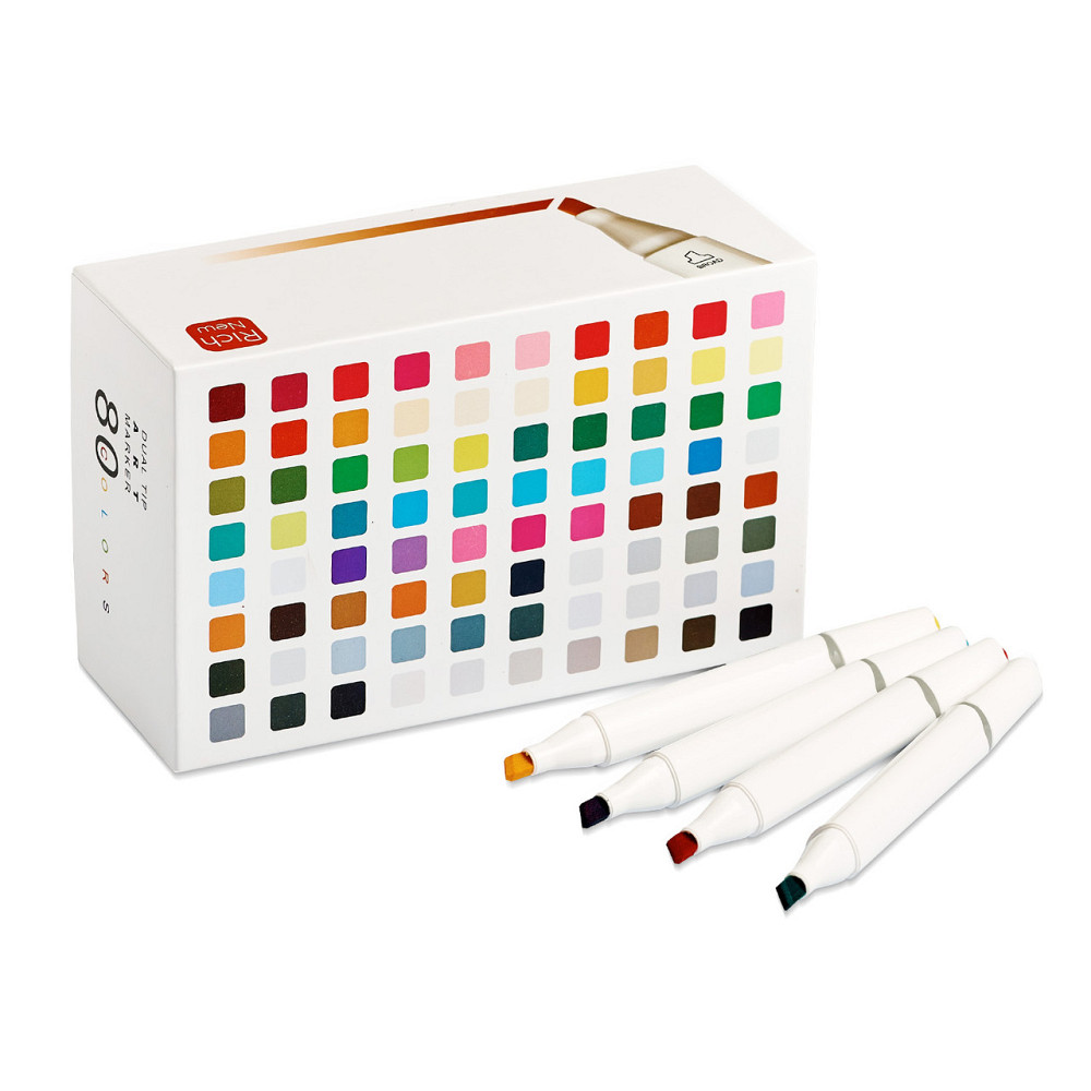 Двосторонні маркери для скетчинга і малювання на спиртовій основі 80 штук Rich New, Фломастери для художників Кам'янець-Подільський - фото 7