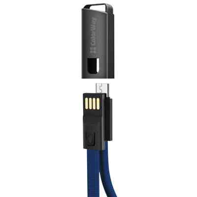 Дата кабель USB 2.0 AM to Micro 5P 0.22m blue ColorWay (CW-CBUM022-BL) Винница