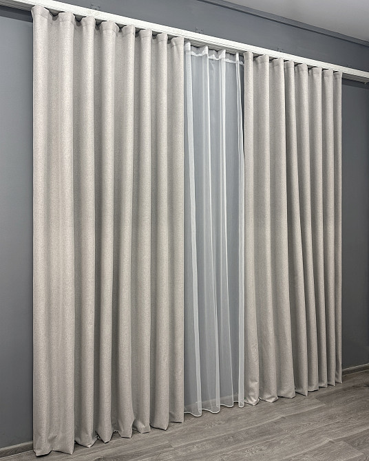 Комплект штор VR-Textil 100% блэкаут ASHEN NIGHT 150х270 2шт и Тюль 600х270 1842ш-1153т пепельный с белым 71-082/5 Киев - изображение 3