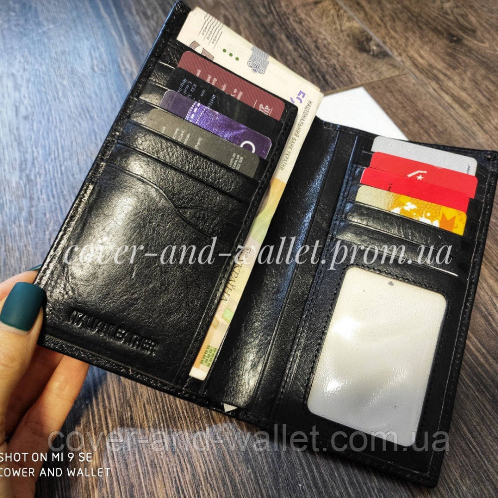 Компактний шкіряний чоловічий купюрник чорного кольору ST B-MS35 Київ - фото 1