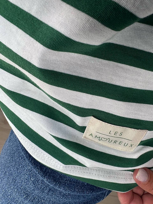 Футболка жіноча Pepper&mint CB24-53 в смужку з нашивкою зелена, зелений, S Київ - фото 4