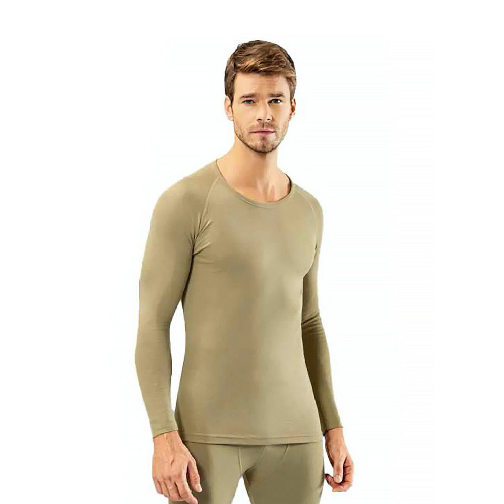 Мужская  теплая термокофта для военных и зсу, армейское термобелье из полиспандекса бежевая размер S-M Каменец-Подольский - изображение 1