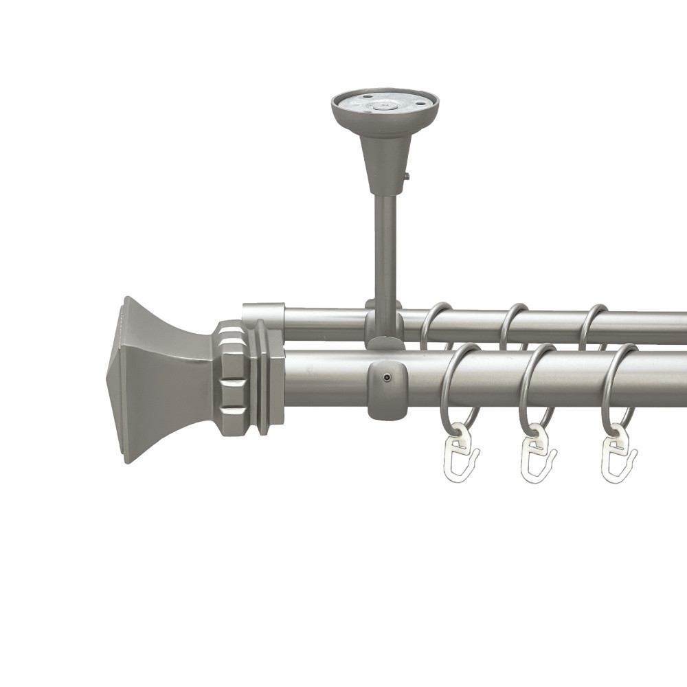 Карниз Orvit Емпорія металевий дворядний відкритий до стелі гладка труба кільце металеве Сатин 25\16 мм 300 см (00-00023779) Львів - фото 1