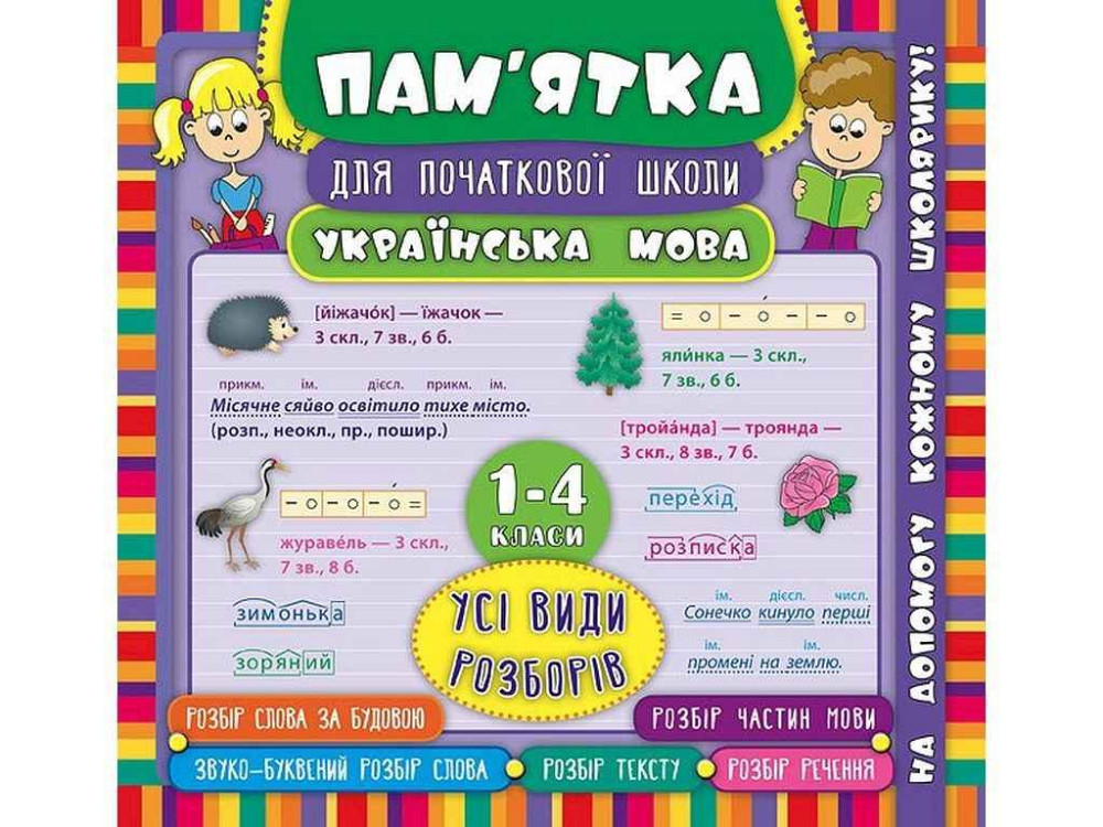 Пам’ятка для початкової школи Українська мова Усі види розборів 1-4 класи арт.20477 ТМ УЛА Київ - фото 1