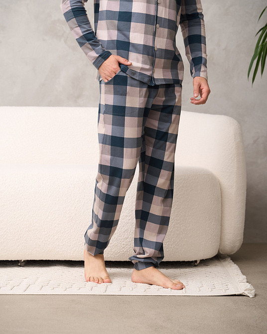 Мужская пижама со штанами - клетка - Family look для пары Tom John 93480 Киев - изображение 5
