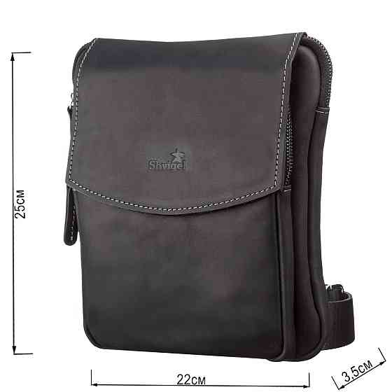 Сумка чоловіча шкіряна Чорна (SHVIGEL) Київ