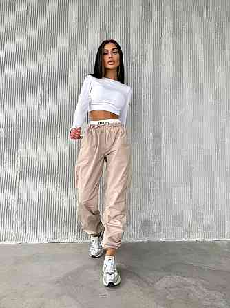 Женский прогулочный костюм двойка: топ и штаны вискоза + матовая плащевка 44/46 Одесса