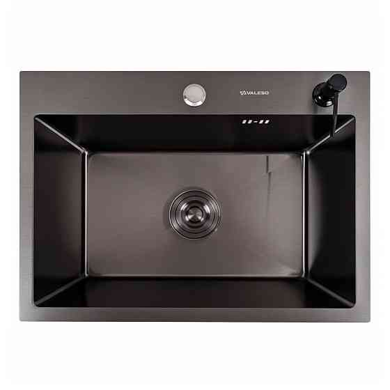 Кухонна мийка 58*43 PVD чорна Valeso Handmade (сифон круглий, 3,0/0,8) Коломыя