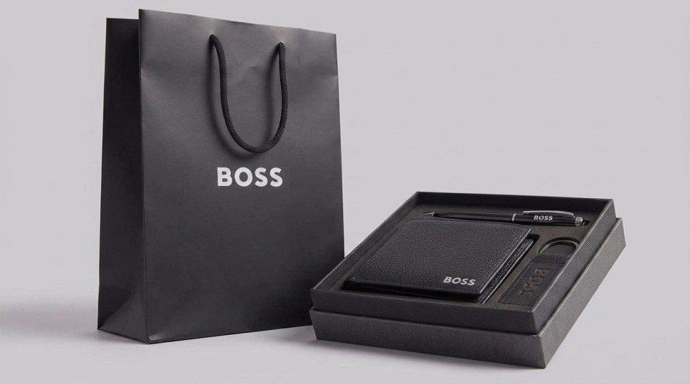 Подаруноквий чоловічий комплект, гаманець, брелок і ручка Boss (7703-3) Київ - фото 6