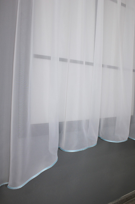 Кухонна фіранка VR-Textil № 00к білий з блакитним 280х170 см (59-909) Київ - фото 5