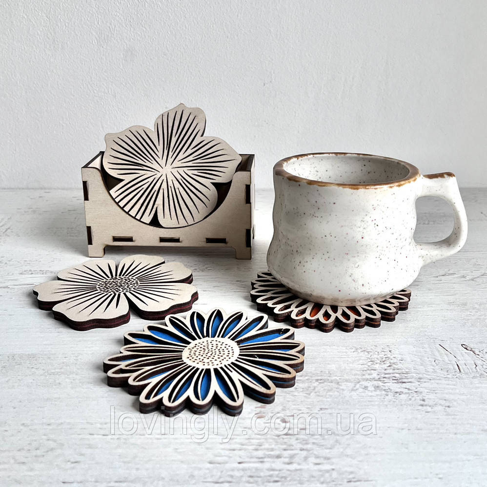 Комплект  підставок під чашки в органайзері   "Квіти". Ірпінь - фото 3