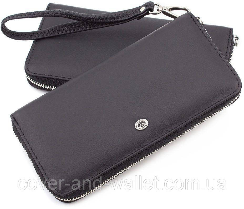 Женский бордовый кожаный кошелек на молнии с ремешком ST 45-2 Киев - изображение 5