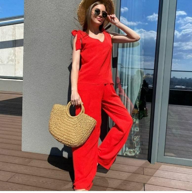 Літній жіночий костюм із широкими штанами "Ясмин" оптом | Норма та батал | Розпродаж моделі Київ - фото 7