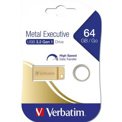 USB флеш накопитель Verbatim 64GB Metal Executive Gold USB 3.0 (99106) Винница - изображение 5