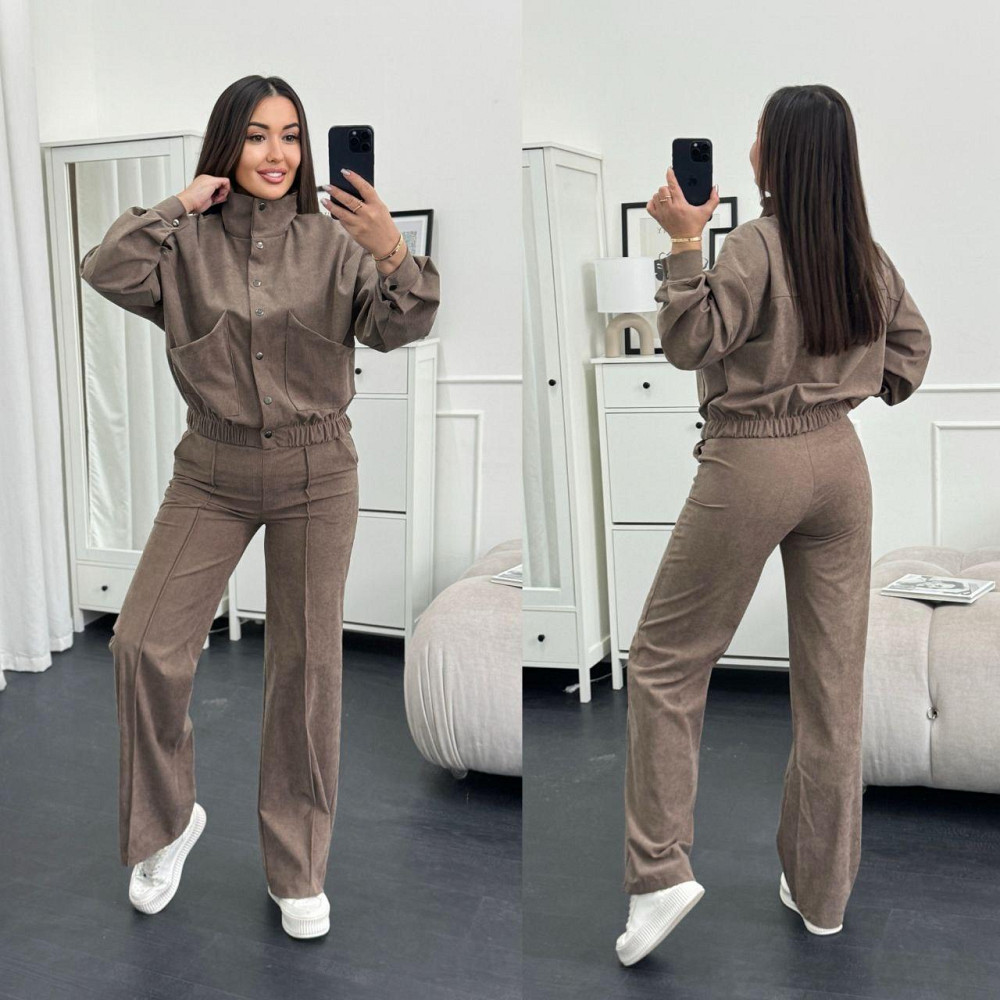 Женский стильный повседневный костюм двойка бомбер+брюки Бежевый, 50/52 Одесса - изображение 7