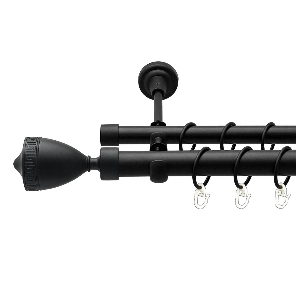 Карниз Orvit Афіна металевий дворядний відкритий гладка труба кільце металеве Чорний Оксамит 25\19 мм 200 см (00-00024537) Львів - фото 1