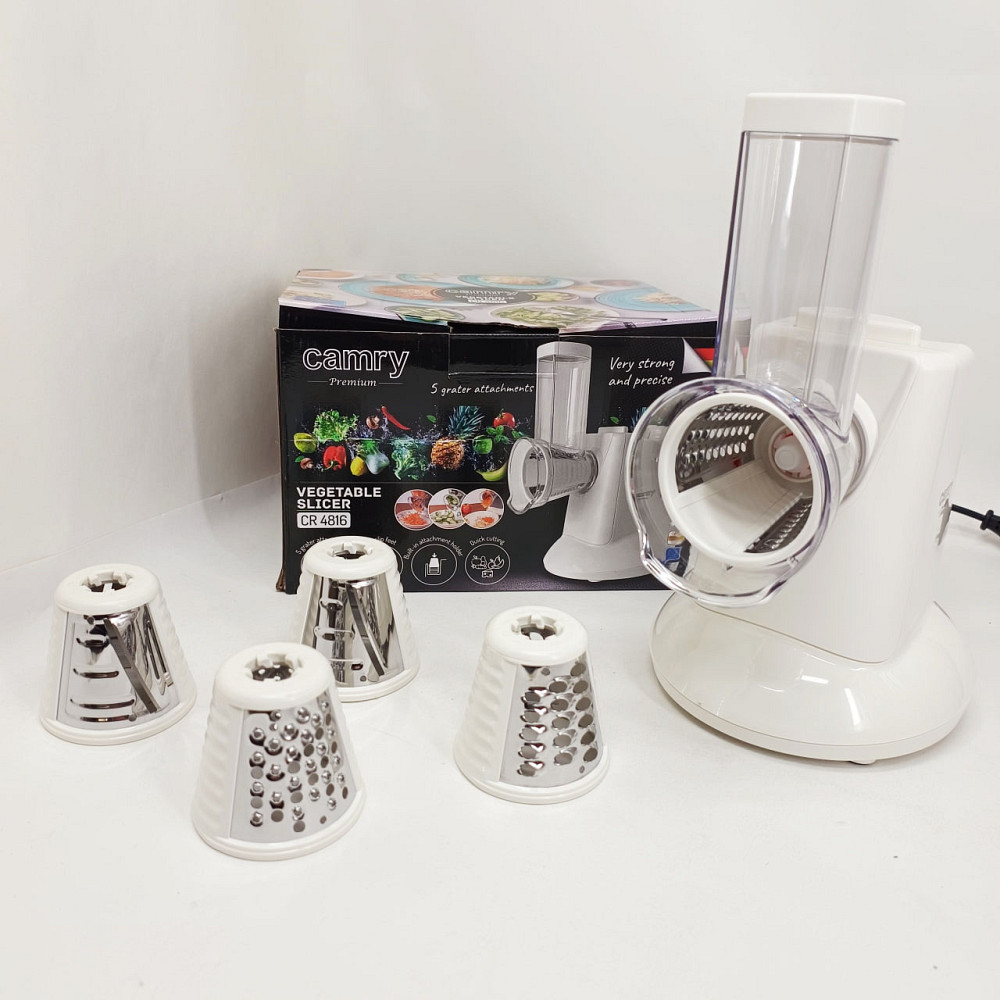 Електрична овочерізка Camry CR 4816 150Вт з 5 змінними насадками для швидкого овочів XZ-89 Львів - фото 13