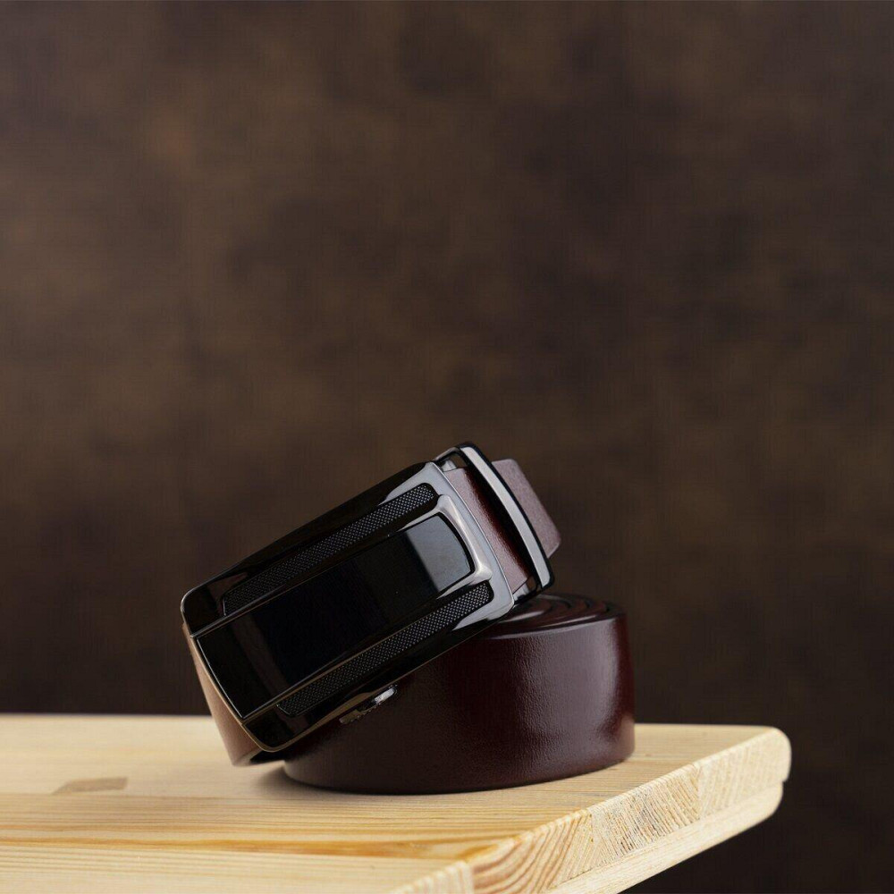 Ремень мужской с затемненной пряжкой автомат Vintage 20296 Коричневый Киев - изображение 8