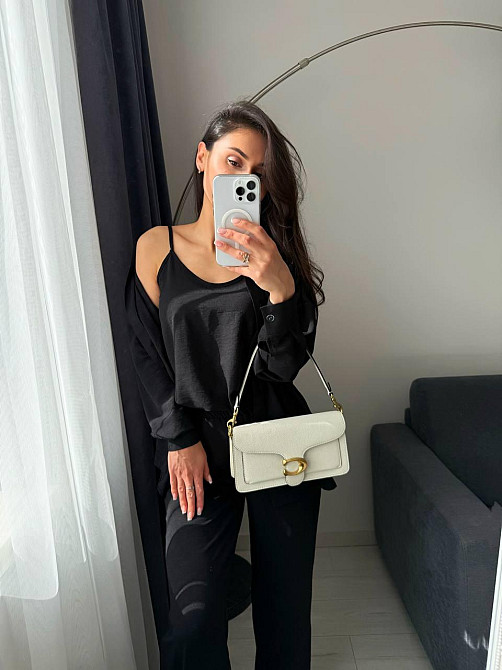 Женский базовый костюм тройка: рубашка майка и штаны креп жатка Черный, 46/48 Одесса - изображение 5