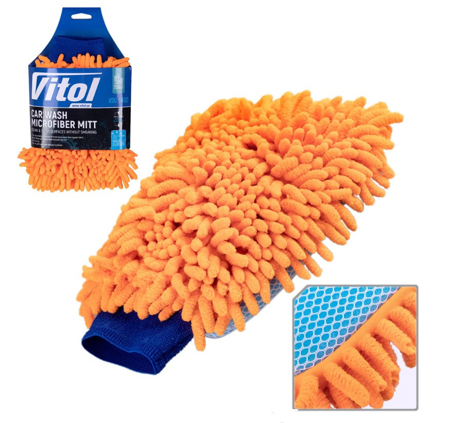 Губка-рукавиця для миття авто мікрофібра VSC-1402 25*18 cm Вінниця - фото 1