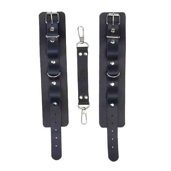 Наручники из натуральной кожи Flirty Leather - Dark Blue, KC00018 Sex Aura Киев