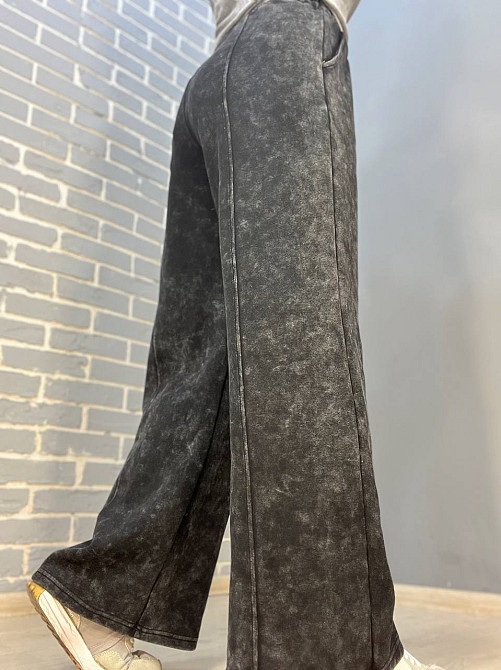 Штани жіночі Joy one 9066 варені широкі палаццо зі швом по центру та кишенями темно сірі, темно-сіри Одеса - фото 8