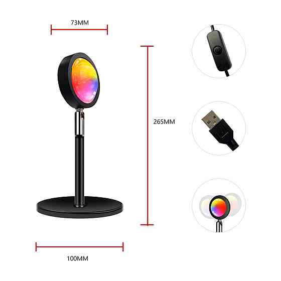 Лампа GY Sunset LED багатоколірна 16 кольорів 5 Вт 360° обертальна проекторна нічна Київ