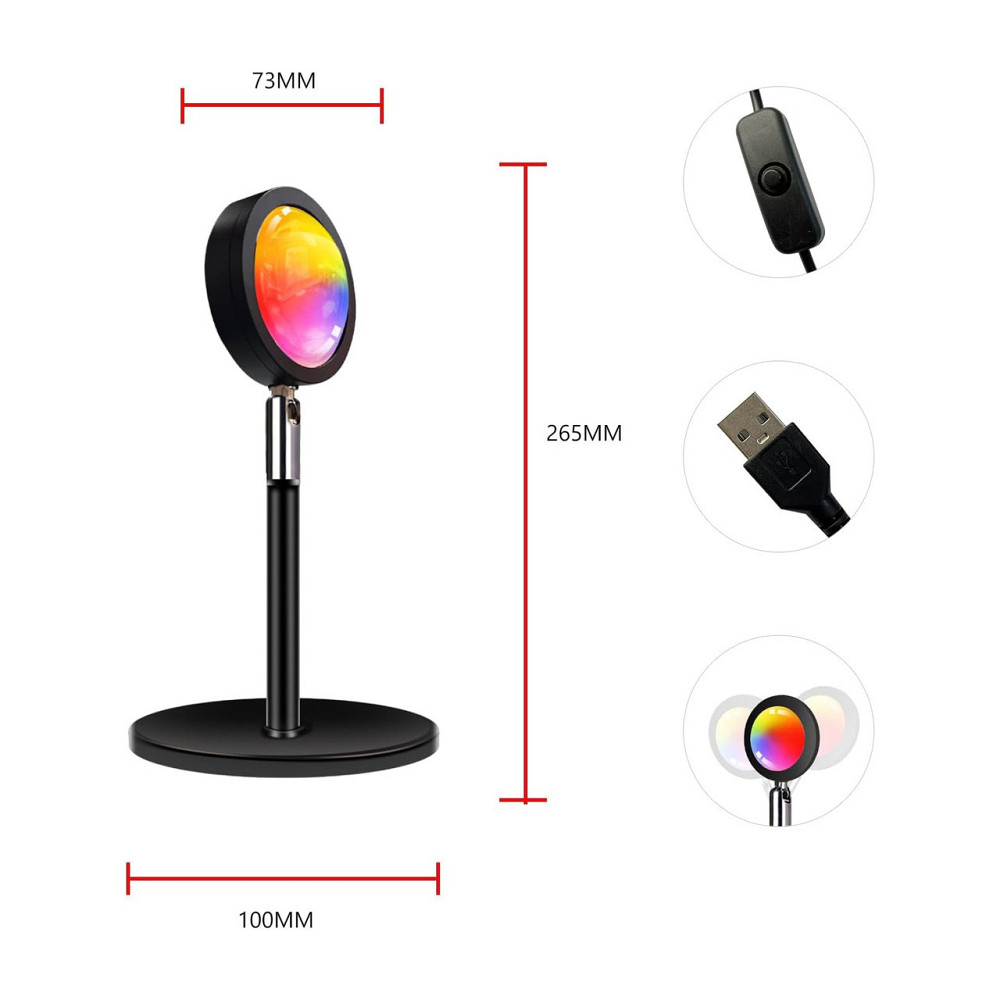 Лампа GY Sunset LED мультикольорная 16 цветов 5 Вт 360° вращающаяся проекторная ночная Киев - изображение 3