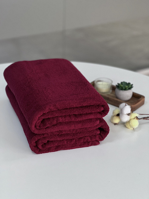 Рушник махровий Ideal Textile однотонний щільність 450 г/м2 100х150 см бордо Чернівці - фото 3
