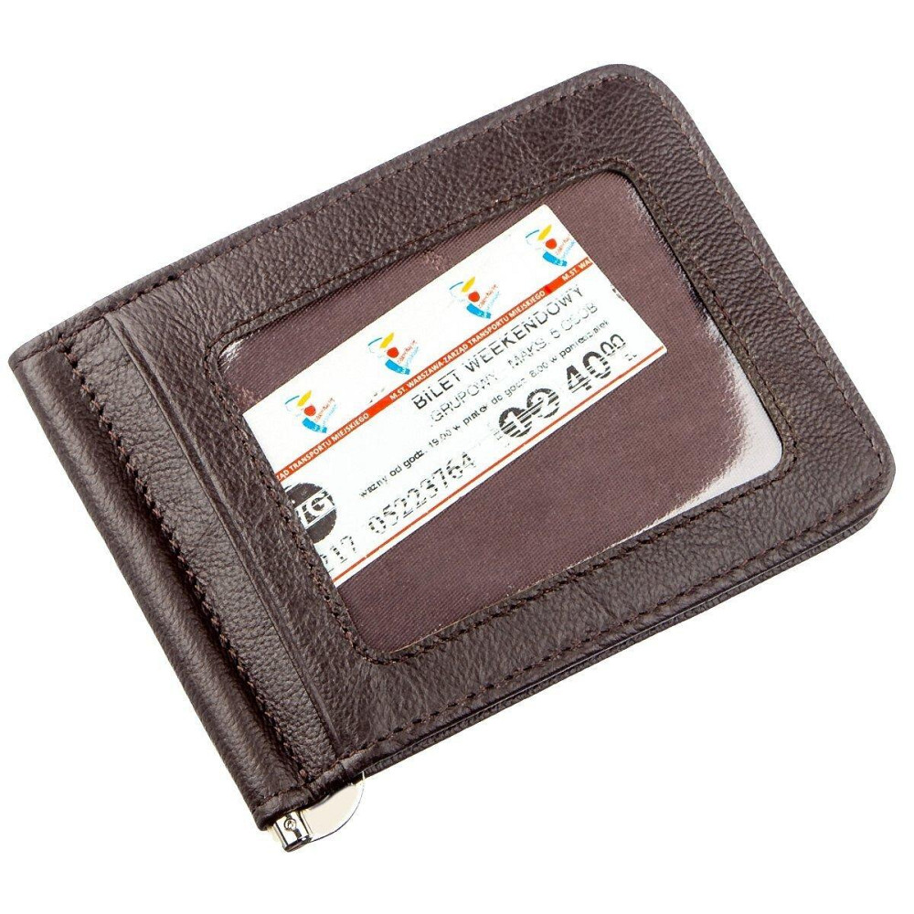 Удобный мужской зажим для купюр Коричневый (ST Leather) Киев - изображение 3