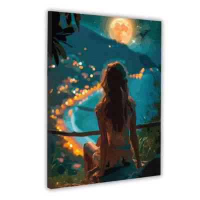 Картина по номерам Santi Дівчина і нічне місто, 40*50см, LED підсвітка (955088) Вінниця