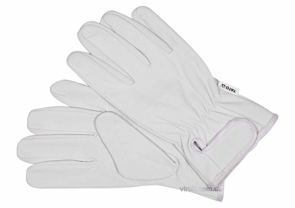 Рукавиці робочі білі з застібкою-липучкою YATO : шкіра, розмір 10 [10] Одесса - изображение 1