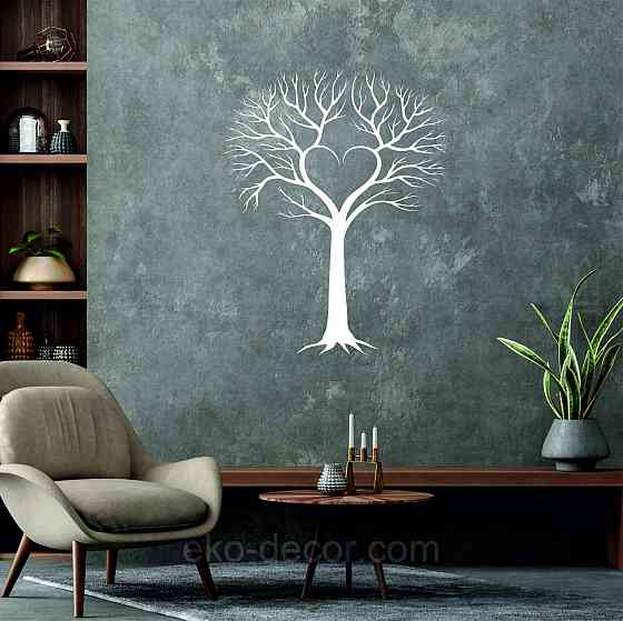 Декоративне настінне Панно «Дерево», Декор на стіну 70*50 см, Білий Київ