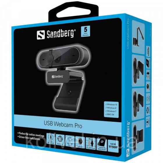 Веб-камера Sandberg Webcam Pro Autofocus Stereo Mic (133-95) Київ