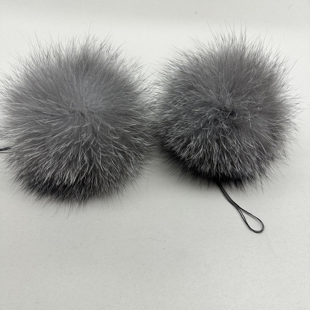 Помпон из натурального меха блюфрост 15-16 см Серый Харьков - изображение 9